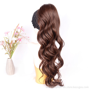 Japanese Hair High Quality Ombre Kid Curly Loose Wave Wrap Yaki Ponytail Extensions Red Quality Synthetic Ponytail